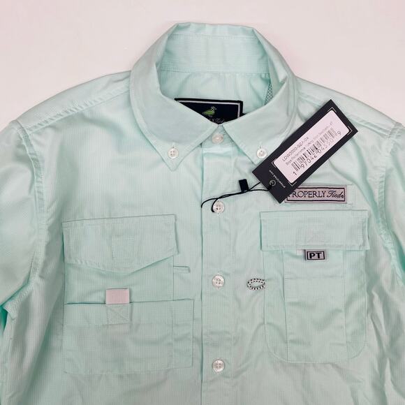 NWT Properly Tied Size YM (10-12) Seafoam Fishing Shirt - Picture 2 of 6